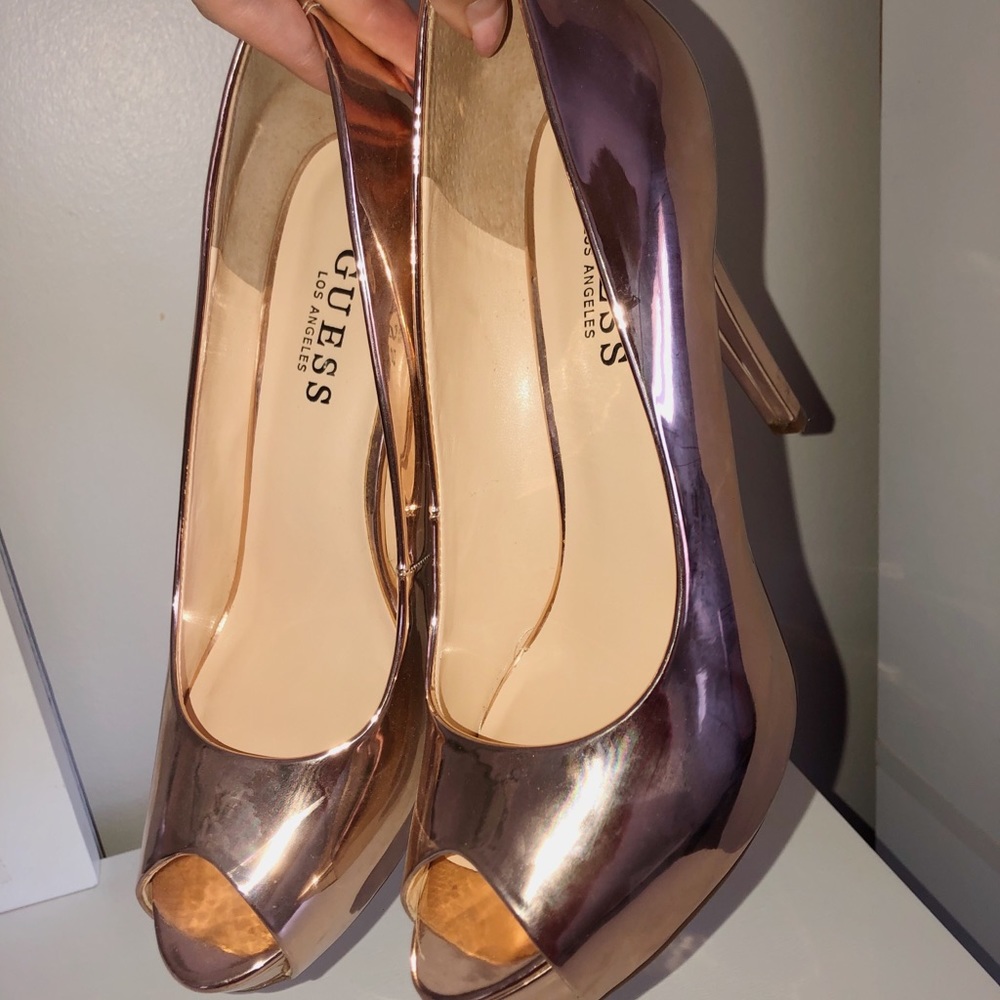 Rose gold high heels from Guess